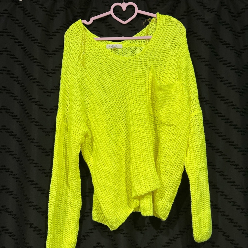 Full Circle Trendy Neon Yellow Sweater